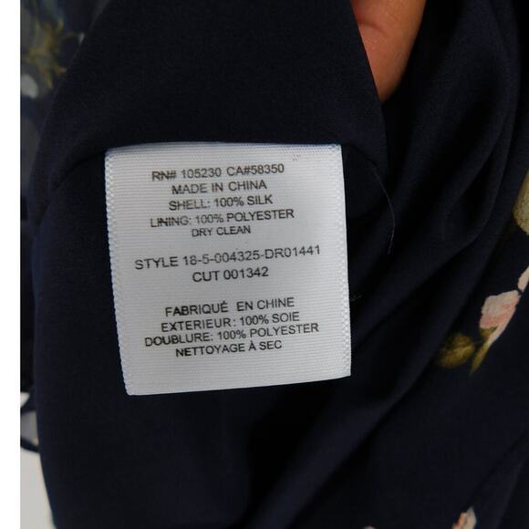 Joie Women's Ruffle Navy Sleeve Floral-Print Silk Kayane Dress Size‎ 2 Chiffon - Picture 4 of 5